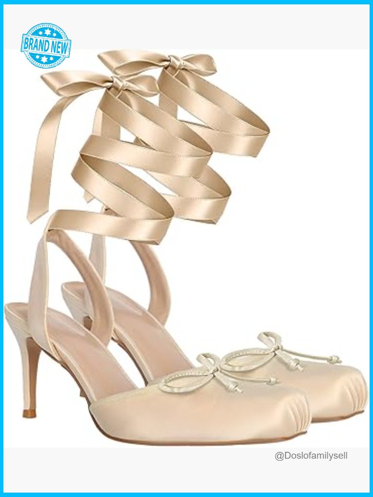 Satin Ballet Heels Lace Up Stiletto Pumps Square Toe Slingback Mary Jane Party